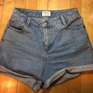 Miss selfridge high waisted denim shorts size 4